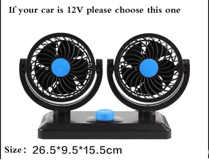 12 V/24 V 360 Graden Auto Fan Koeler Alle-ronde Roterende Air Cooling Fan Voor Auto Dual hoofd 2gear Verstelbare Auto Sunmer Fan 12V blauw