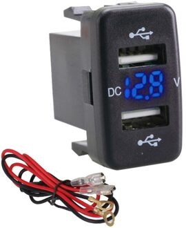 12 V-24 V Autolader Socket Auto 4.2A Dual Usb-poorten Socket Charger Voltmeter Stopcontact Voor Toyota Sales blauw