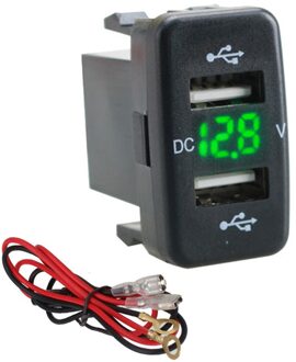 12 V-24 V Autolader Socket Auto 4.2A Dual Usb-poorten Socket Charger Voltmeter Stopcontact Voor Toyota Sales groen
