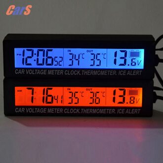 12 V/24 V Digitale Auto Voltage Meter 3 in 1 Digitale LCD Klok In/Out Auto Thermometer batterij Voltage Monitor Meter