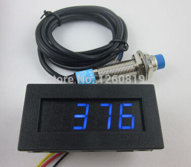 12 V Toerenteller 4 Digit Tach RPM Meter Blauwe LED Snelheid Meter met Naderingsschakelaar Sensor NPN 3 Draden