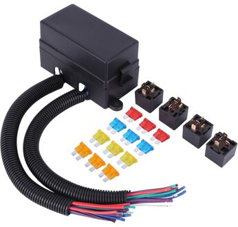 12 Way Blade Fuse-Houder Doos Met Spade Terminals En Fuse-4PCS 5pin 12V 40A Relais Met Bedrading Voor auto Truck Trailer