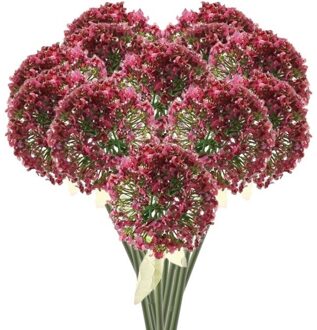 12 X Roze/rode Sierui Steelbloem 70 Cm - Kunstbloemen