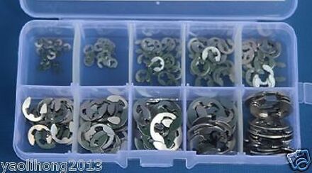 120-300 Stks/doos Roestvrij/Zwart Staal Combinatie E-Type Borgring Kit Snap Ring Set, snap Ring Bevestigingsring Roestvrij/Zwart Staal type A 200 stk