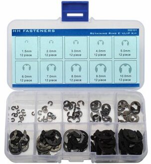 120-300 Stks/doos Roestvrij/Zwart Staal Combinatie E-Type Borgring Kit Snap Ring Set, snap Ring Bevestigingsring Roestvrij/Zwart Staal type D 120 stk