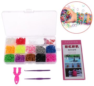 120/600 Stks/doos Rubber Loom Bands Meisje Elastische Band Voor Diy Weven Vetersluiting Armband Set
