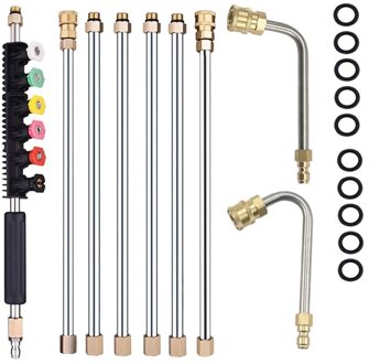 120 Inch Hogedrukreiniger Wand Extension Met Spray Nozzle Tips,30 °,90 ° Gebogen Staaf, 1/4 Inch Quick Connect, 4000 Psi