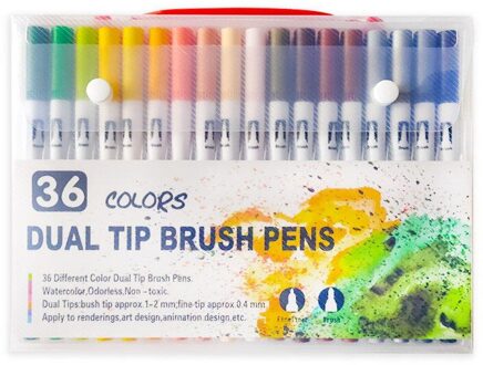 120 Kleuren Fineliner Dual Tip Borstel Art Markers Pen Tekening Schilderij Aquarel Voor School Briefpapier Leveringen 36 kleuren