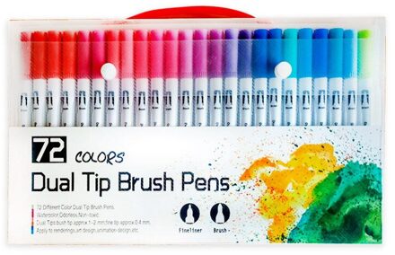 120 Kleuren Fineliner Dual Tip Borstel Art Markers Pen Tekening Schilderij Aquarel Voor School Briefpapier Leveringen 72 kleuren