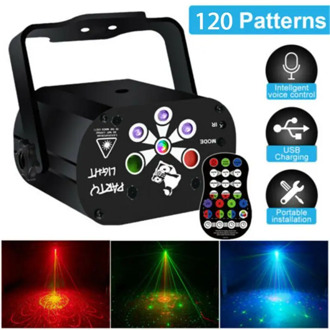 120 Pattern Mini RGB Disco Light DJ LED Laser Stage Projector Lamp USB Rechargeable Wedding Birthday Party Laser Stage Lighting