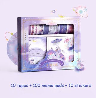 120 Stks/set Sterren Washi Tape + Memo Pads + Briefpapier Stickers Schoolbenodigdheden Kit Masking Tape Kawaii Sticker Planner Decor diy In the stars