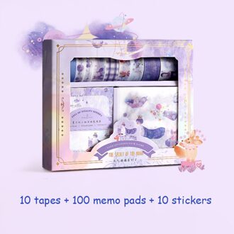 120 Stks/set Sterren Washi Tape + Memo Pads + Briefpapier Stickers Schoolbenodigdheden Kit Masking Tape Kawaii Sticker Planner Decor diy maan