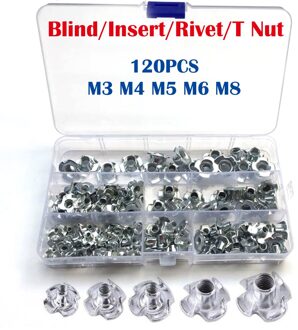 120 Stuks Vier Naald Blind Klinknagel Noten Voor Hout M3, M4, M5, M6, M8