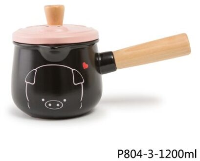 1200 ml Varken Roze Creatieve keramische braadpan Enkel handvat Hoge temperatuur weerstand slowcooker soeppan 279x150 x 172mm zwart
