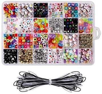 1200 Stks/set Arcylic Kralen Armband Enkelband Handwerk Diy Kralen Elastische Lijn Kit Met Opbergdoos Willekeurige Kleur