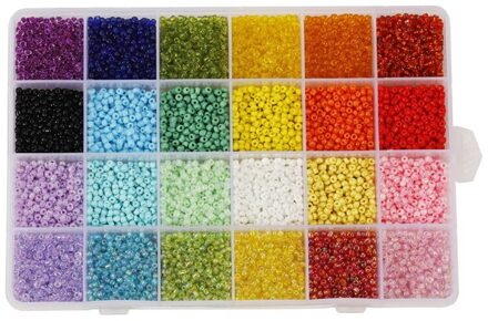12000Pcs 3Mm Glas Zaad Kralen 24 Kleuren Losse Kralen Kit Armband Kralen Met Opbergdoos Voor Sieraden Maken