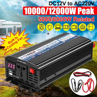 12000W Peaks Car Power Inverter 12V 220V Inverter Charger Voltage Convertor Transformer Modified Sine Waves 6000/5000/4000/3000W