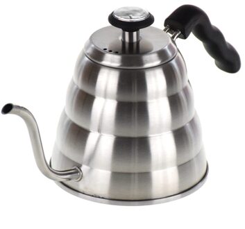 1200ML 304 Rvs V60 Drip Ketel met thermometer Giet Over Pot met Zwanenhals Lange Uitloop Koffiezetapparaat