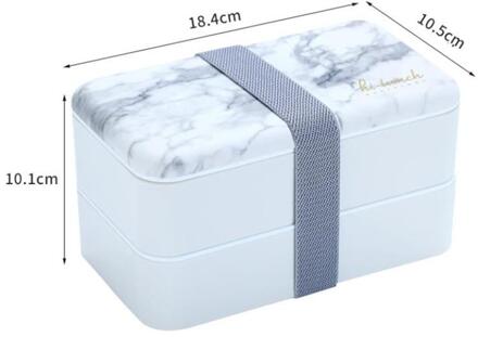 1200Ml Draagbare Lunchbox 2 Lagen Met Eetstokjes Lepel Compartimenten Lekvrij Bento Box Magnetron Geïsoleerde Voedsel Container wit