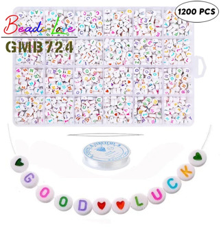 1200pcs 4*7mm Letter Acrylic Beads Set Box Round Alphabet Beads Jewelry Making Kits for Diy Bracelet Handcraft Children Gifts
