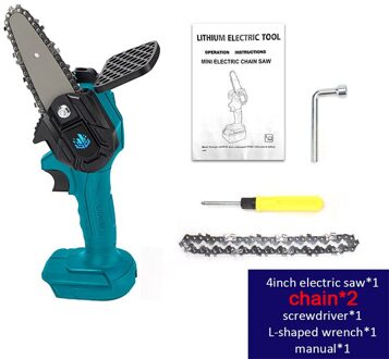 1200W 6 Inch Elektrische Zagen 1000W 4 Inch Elektrische Kettingzagen Verwijderbare Snoeizaag Voor Boom/Tuin/hout Trimmen Voeg 1 Meer Ketting blauw 4duim-1 chain