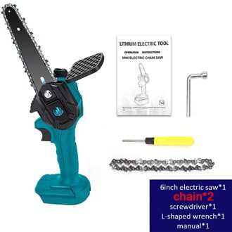 1200W 6 Inch Elektrische Zagen 1000W 4 Inch Elektrische Kettingzagen Verwijderbare Snoeizaag Voor Boom/Tuin/hout Trimmen Voeg 1 Meer Ketting blauw 6duim-1 chain
