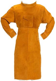 120cm Welding Apron Flame Retardant Long Sleeve Welder Protective Clothing Split Leather Fire-Resistant