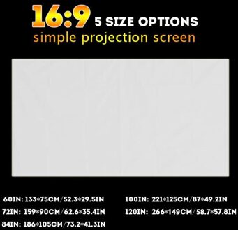 120Inch-60Inch Projectie Schermen 3D Hd Wandmontage Projectiescherm Canvas Led Projector Voor Home Theater Projectie screen 120 duim