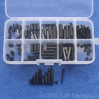 120pcs Black Nylon M2 Male-Female/Female-Female Hex Column Standoff Spacer Standard Nuts Screw Kit Set Plastic PC tool Hot Sale