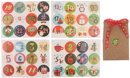 120PCS Christmas Advent Countdown Calendar Stickers Numbers Gift Bag Label Seals