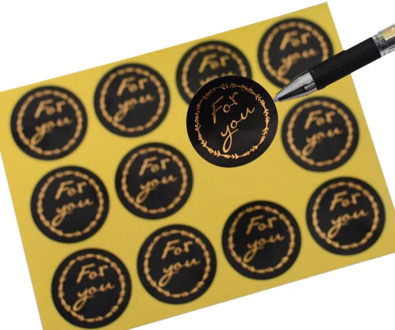 120pcs/lot Round For you bronzing Black Handmade Cake Packaging Sealing Label Sticker Baking DIY Party Gift Box Stickers