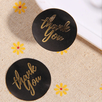 120pcs/Lot Thank you Black Gold Stickers gift decorate Stickers Adhesive Sticker