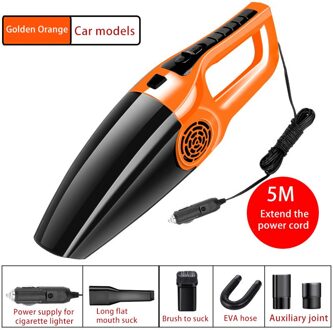 120W 3600Mbar Auto Stofzuiger Hoge Zuigkracht Voor Auto Nat En Droog Tweeërlei Gebruik Stofzuiger Handheld 12V Mini Auto Stofzuiger oranje zwart