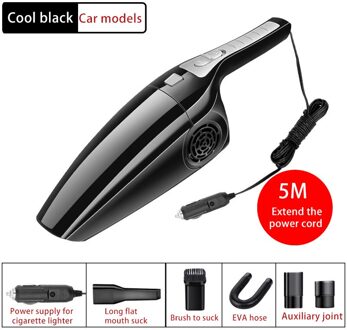 120W 3600Mbar Auto Stofzuiger Hoge Zuigkracht Voor Auto Nat En Droog Tweeërlei Gebruik Stofzuiger Handheld 12V Mini Auto Stofzuiger rechtdoor zwart