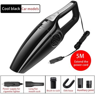 120W 3600Mbar Auto Stofzuiger Hoge Zuigkracht Voor Auto Nat En Droog Tweeërlei Gebruik Stofzuiger Handheld 12V Mini Auto Stofzuiger zwart