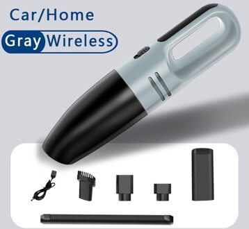120W Mini Oplaadbare Wireless & Wired Draagbare Handheld Auto Stofzuiger Hoge Zuigkracht Nat & Droog Voor Auto woonaccessoires grijs draadloze