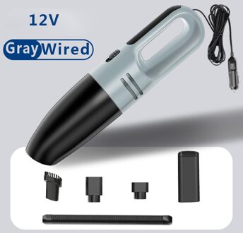 120W Mini Oplaadbare Wireless & Wired Draagbare Handheld Auto Stofzuiger Hoge Zuigkracht Nat & Droog Voor Auto woonaccessoires grijs wired
