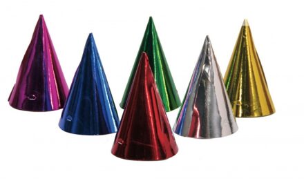 120x gekleurde kartonnen feesthoedjes - Verkleedhoofddeksels Multikleur