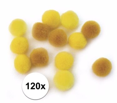 120x gele knutsel pompons 15 mm - hobby balletjes