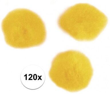 120x gele knutsel pompons 15 mm - hobby balletjes