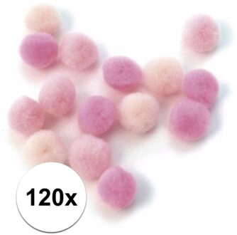 120x roze knutsel pompons 15 mm - hobby balletjes