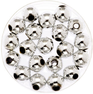 120x stuks sieraden maken glans deco kralen in het zilver van 10 mm