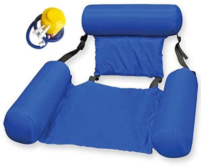 120X100Cm Zomer Opblaasbare Drijvende Rij Rugleuning Luchtbedden Bed Opvouwbare Outdoor Strand Zwembad Hangmat Mat Speelgoed Blauw