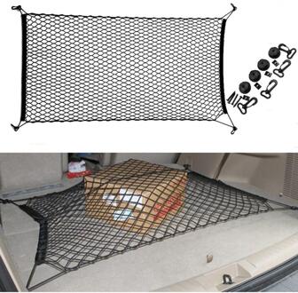 120X70Cm Sterke Elastische Nylon Cargo Bagage Organizer Mesh Net Met Haken Voor Auto Van Pickup Suv mpv