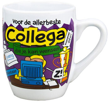 123 Kado koffiemokken Cartoon cadeau koffie mok/beker - voor de allerbeste collega - 300 ml - koffiebekers/feestartikelen