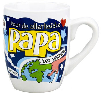 123 Kado koffiemokken Cartoon cadeau koffie mok/beker - voor de allerliefste papa ter wereld - 300 ml - Vaderdag Multi