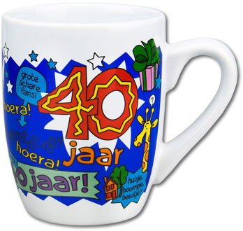 123 Kado koffiemokken Cartoon cadeau koffiemok/drinkbeker 40 jaar man - 300 ml - koffiemokken/theemokken - verjaardag Multi