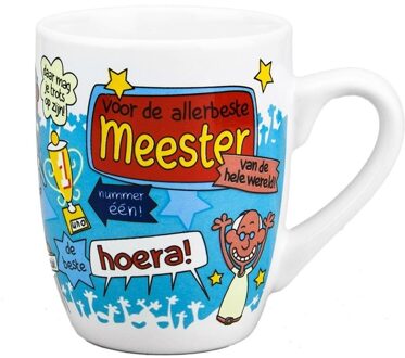 123 Kado koffiemokken Cartoon koffiemok/beker school meester - 300 ml - leraar cadeau beker - meesterdag