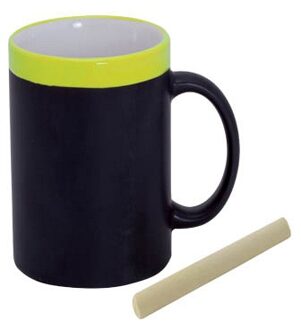 123 Kado koffiemokken Krijt mokken in het geel - beschrijfbare koffie/thee mokken/bekers