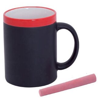 123 Kado koffiemokken Krijtbord koffie mok - rood - beschrijfbare beker - Koffiemok met eigen naam